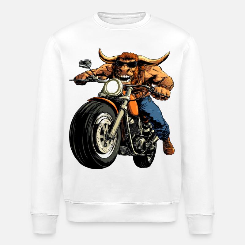 Stiere Motorrad / Motorradfahrer Stier - Stanley/Stella Unisex Bio-Sweatshirt ROLLER - Weiß