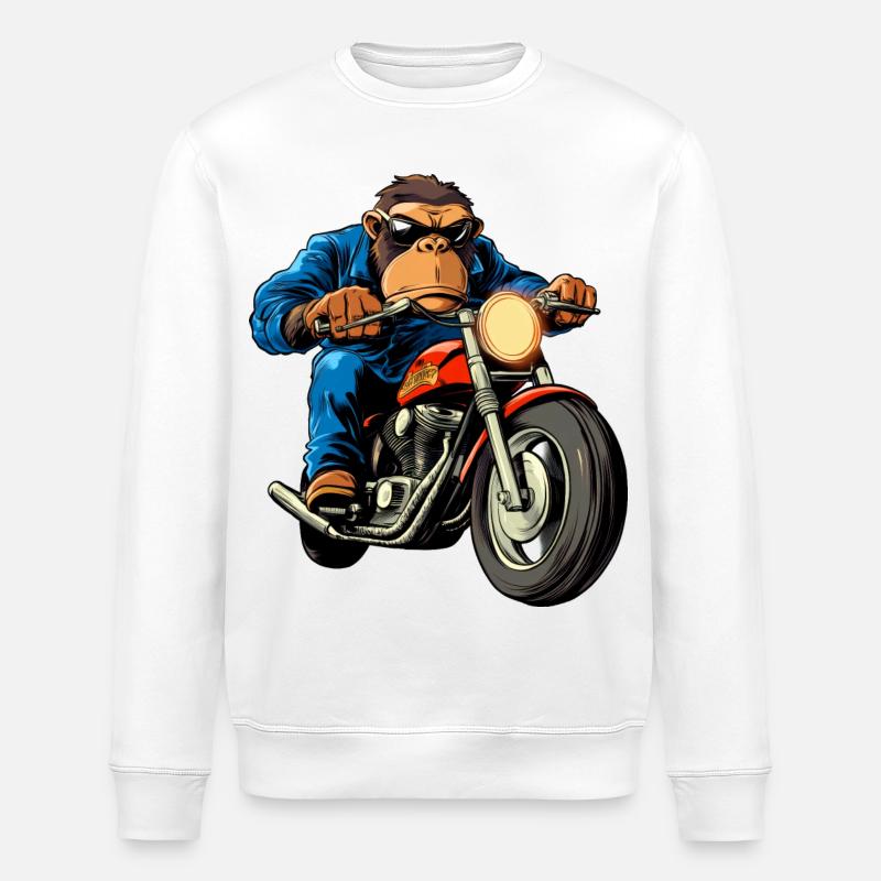 Motorradfahrer Affe - Stanley/Stella Unisex Bio-Sweatshirt ROLLER - Weiß
