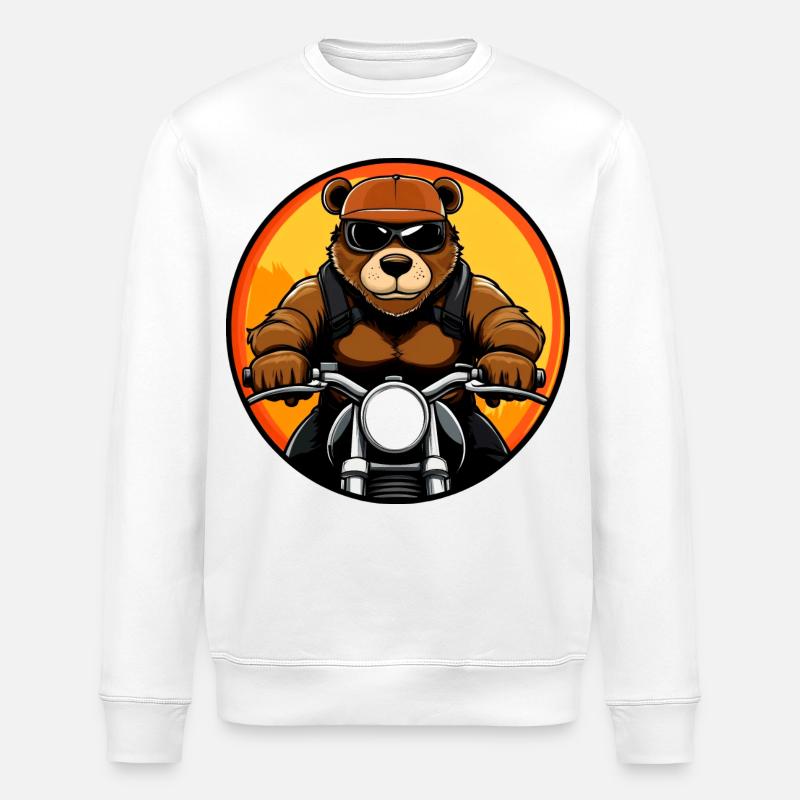 Bears Motorcycle - Stanley/Stella ROLLER Unisex Organic Sweatshirt - white