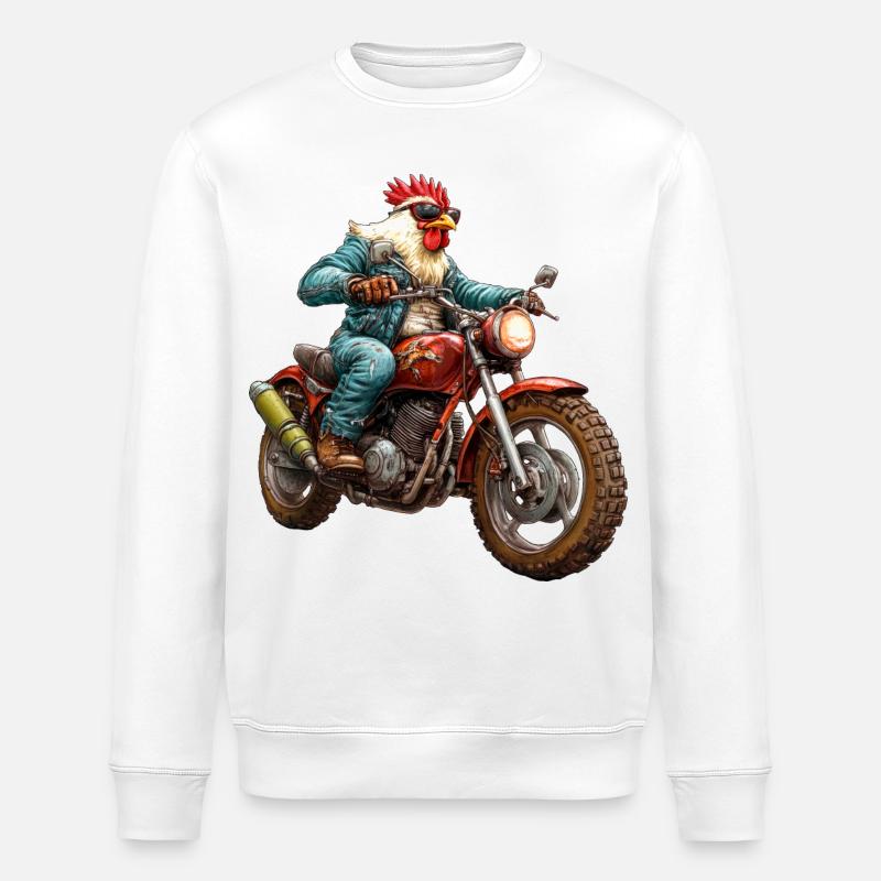 Hühner Motorrad - Stanley/Stella Unisex Bio-Sweatshirt ROLLER - Weiß