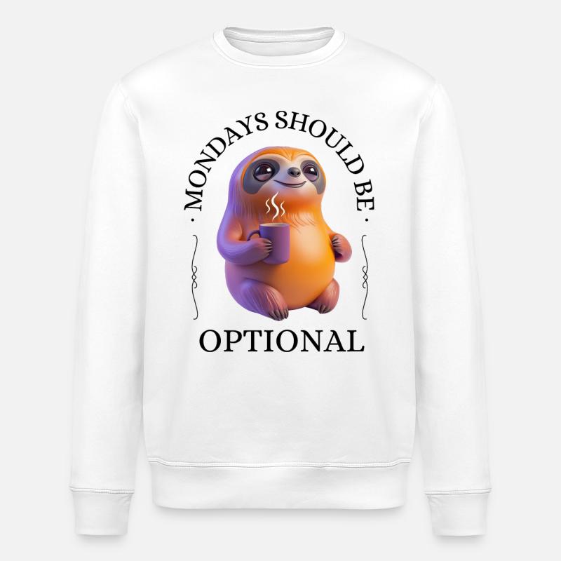 Coffee-Drinking Sloth – Relaxed & Pleasurable - Stanley/Stella ROLLER Unisex Organic Sweatshirt - white