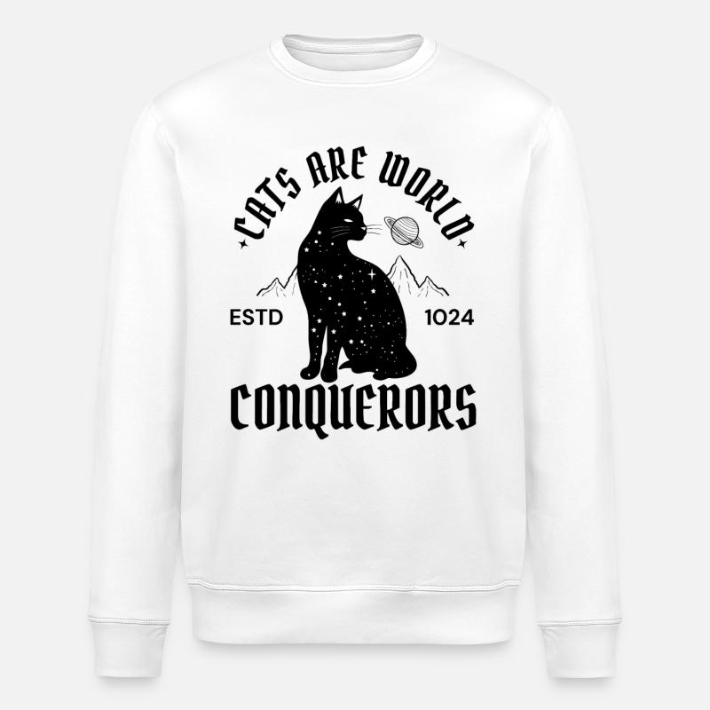Black Cat Conqueror - Mystisches Katzenmotiv - Stanley/Stella Unisex Bio-Sweatshirt ROLLER - Weiß