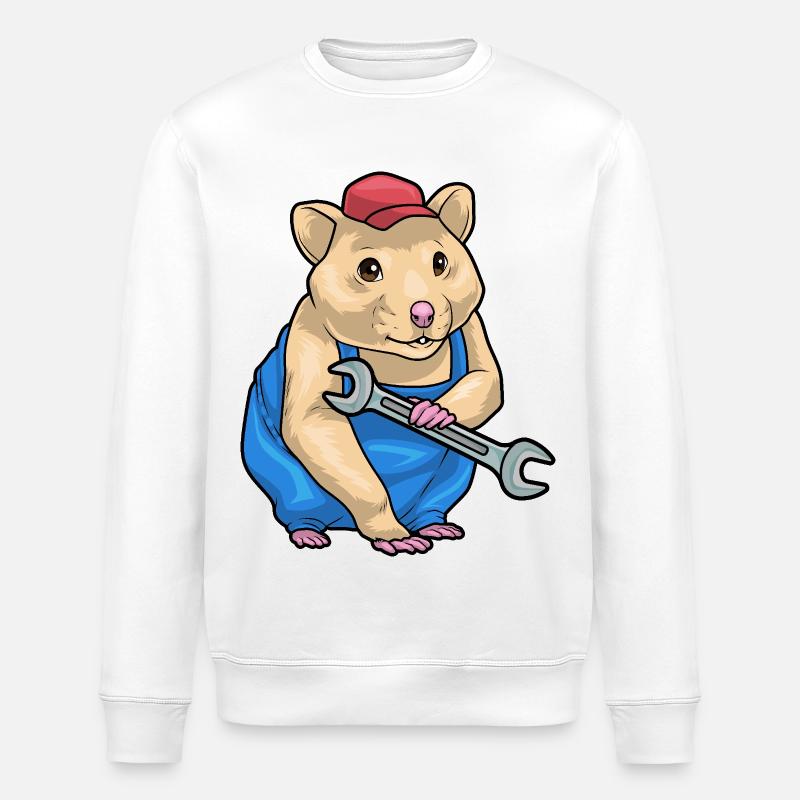 Clé mécanique hamster - Sweat bio ROLLER Stanley/Stella Unisexe - blanc