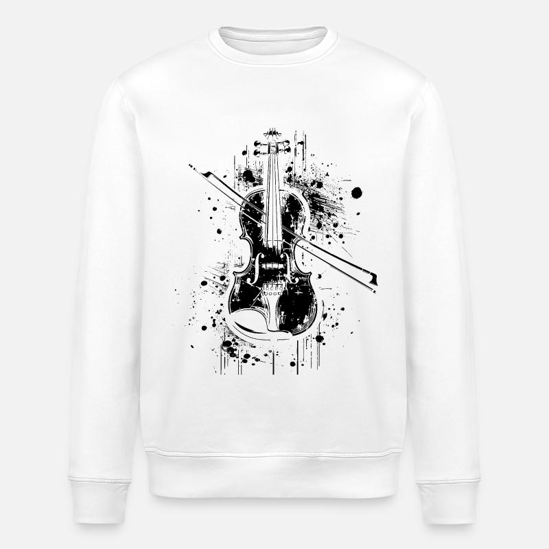 Geige Zeichnung - Stanley/Stella Unisex Bio-Sweatshirt ROLLER - Weiß