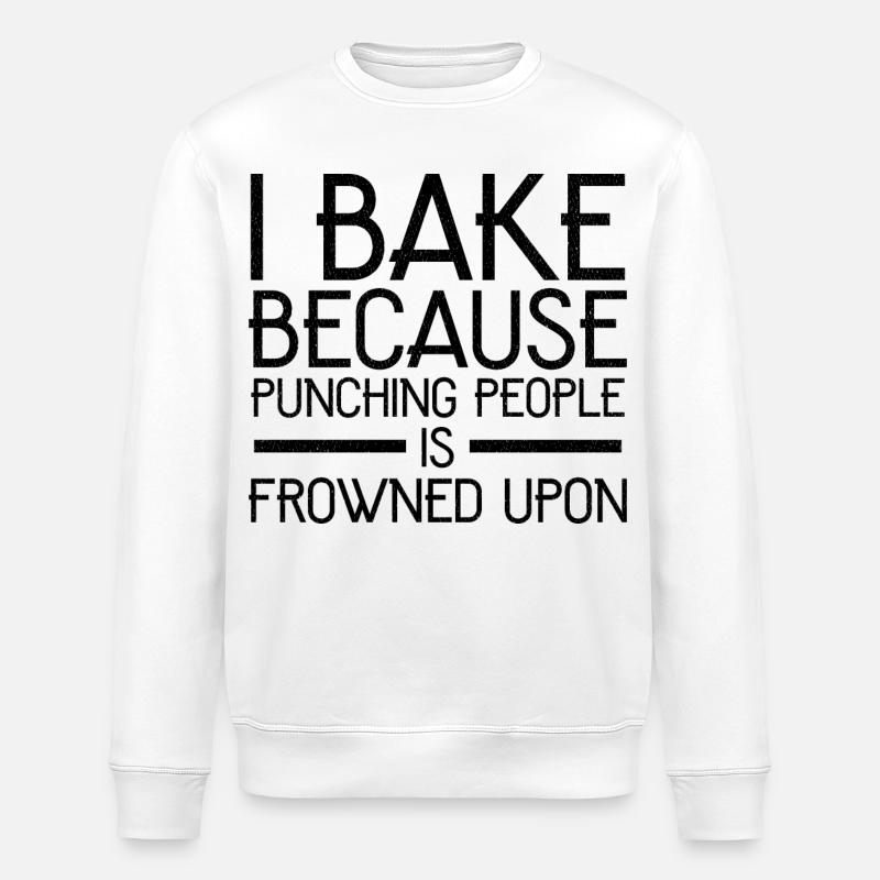 I bake because punching people - Stanley/Stella Unisex Bio-Sweatshirt ROLLER - Weiß