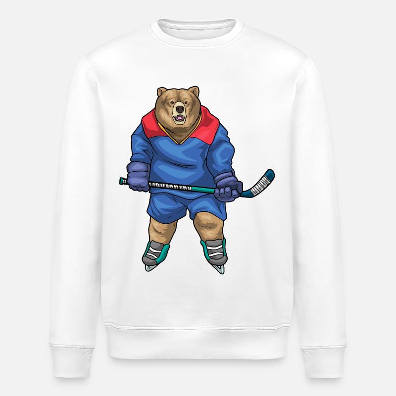Bär Eishockey Eishockeyschläger - Stanley/Stella Unisex Bio-Sweatshirt ROLLER - Weiß