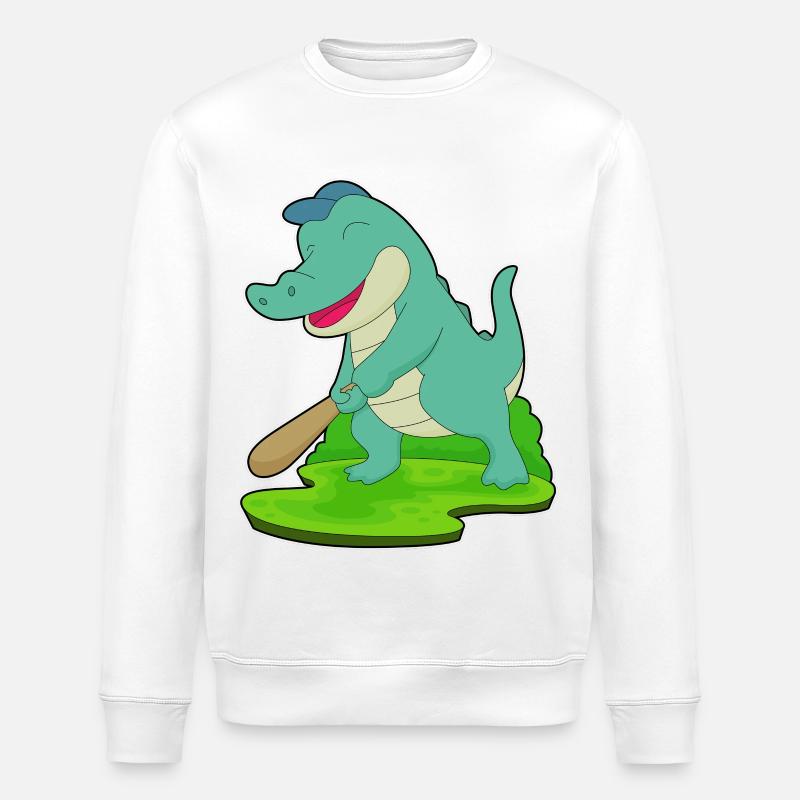 Bâton de baseball Crocodile - Sweat bio ROLLER Stanley/Stella Unisexe - blanc