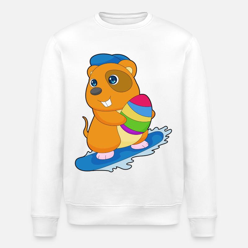 Hamster Ostern Snowboard - Stanley/Stella Unisex Bio-Sweatshirt ROLLER - Weiß