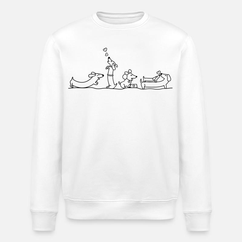 Illustration de teckel affectueux - Sweat bio ROLLER Stanley/Stella Unisexe - blanc