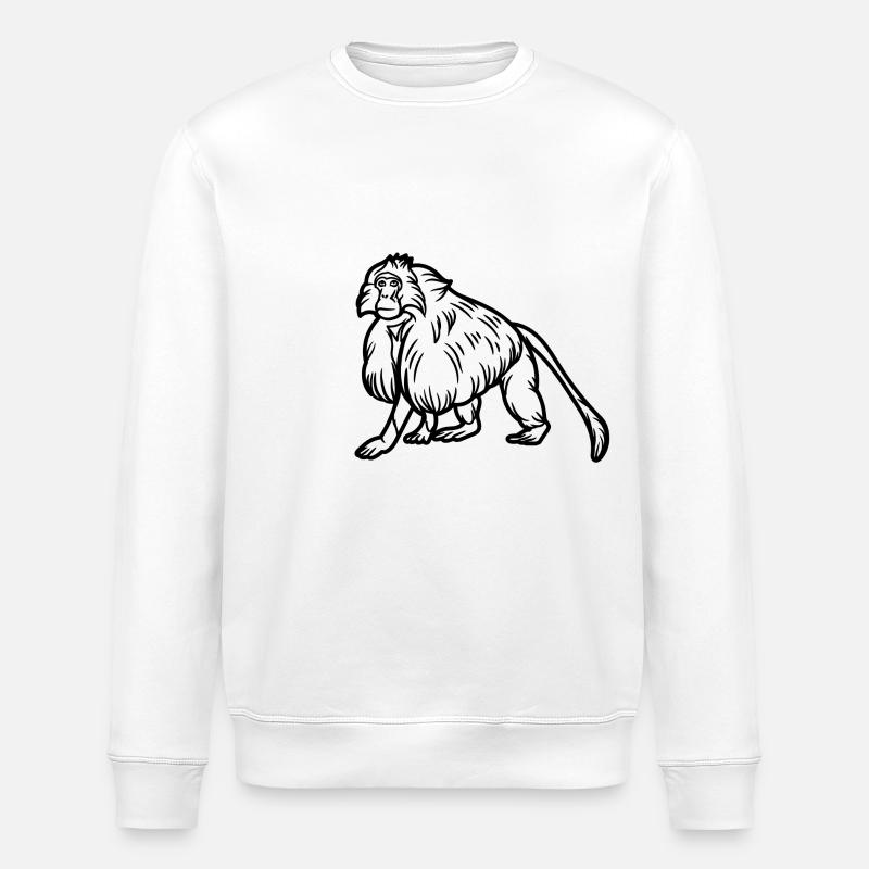 Gelada Monkey - Stanley/Stella ROLLER Unisex Organic Sweatshirt - white