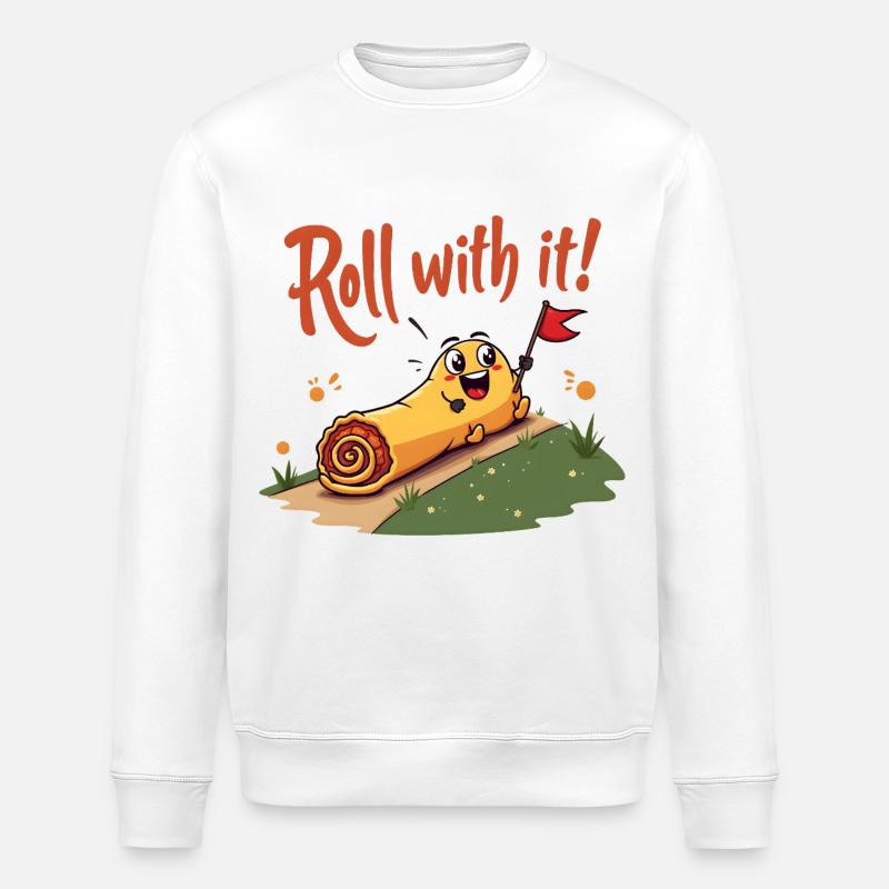 Roll With It Egg Roll - Stanley/Stella ROLLER Unisex Organic Sweatshirt - white