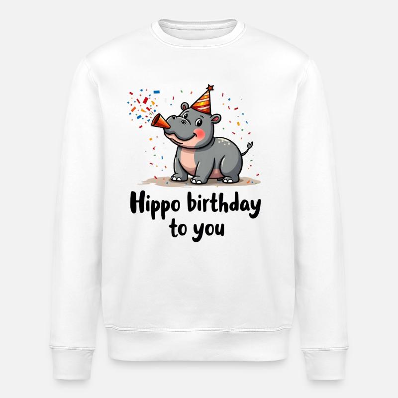 Hippo birthday to you - Stanley/Stella Unisex Bio-Sweatshirt ROLLER - Weiß