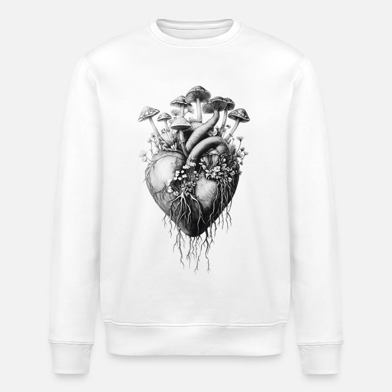 Champignons, Champignons, Fleurs, Botanique - Sweat bio ROLLER Stanley/Stella Unisexe - blanc