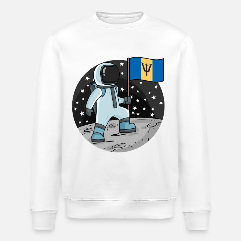 Drapeau astronaute Barbade - Sweat bio ROLLER Stanley/Stella Unisexe - blanc
