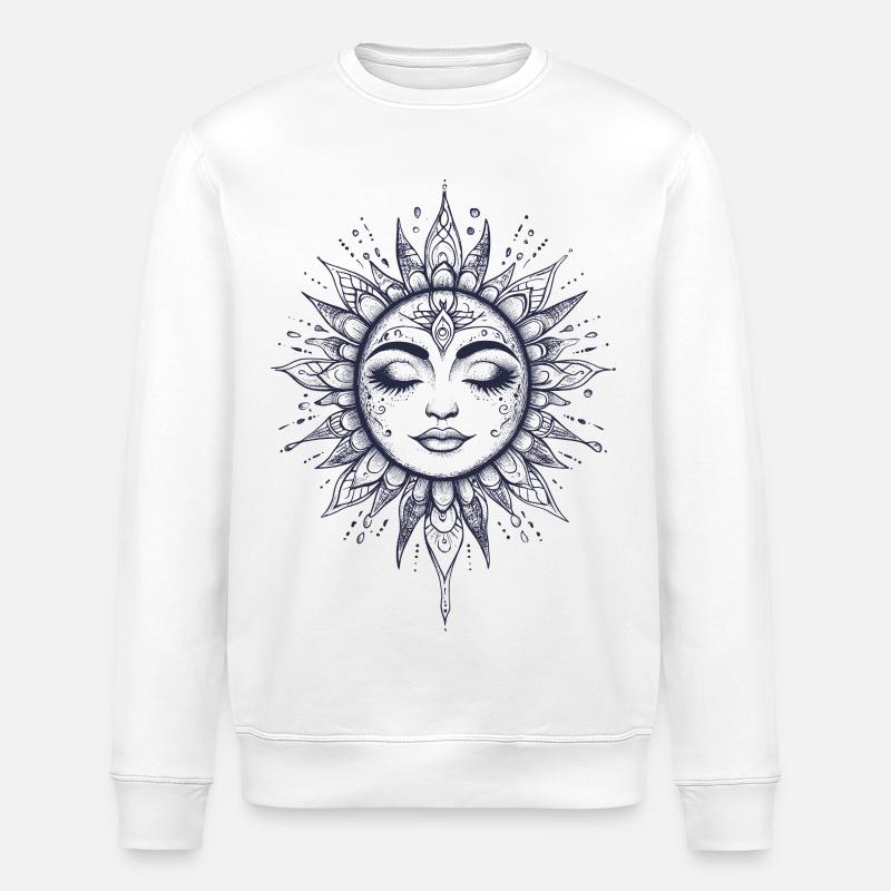 Boho Soleil Bohème Visage Soleil Spiritualité - Sweat bio ROLLER Stanley/Stella Unisexe - blanc