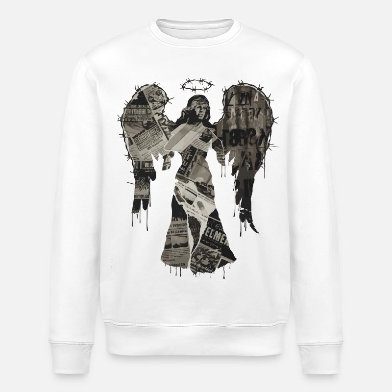Collage d’anges grunge - Art urbain - Sweat bio ROLLER Stanley/Stella Unisexe - blanc