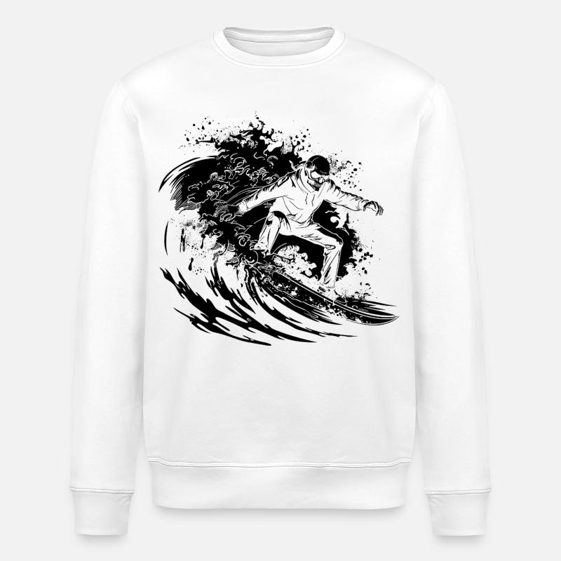 Dessin de squelette de surf - Sweat bio ROLLER Stanley/Stella Unisexe - blanc