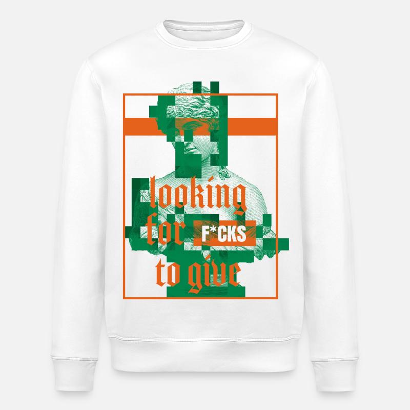 Statue with Attitude Statement Design - Stanley/Stella ROLLER Unisex Organic Sweatshirt - white