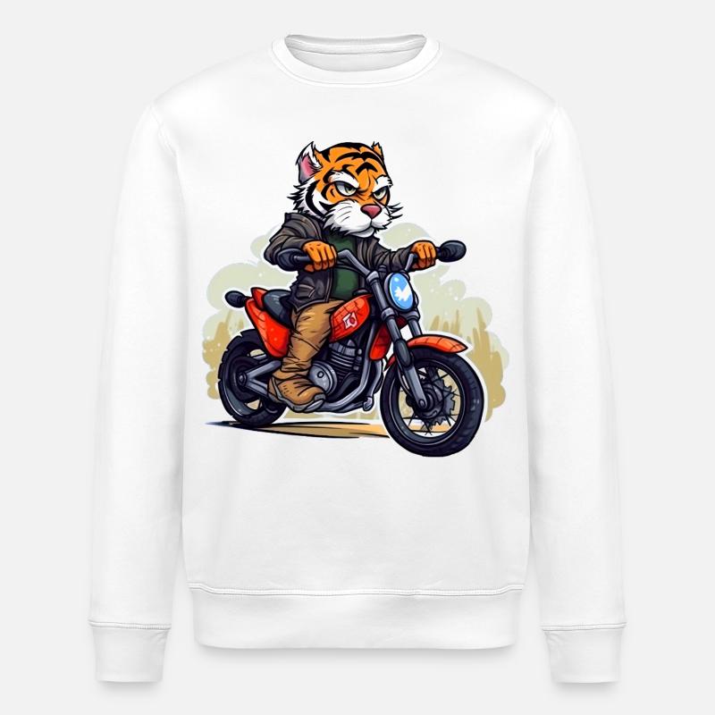 Tiger Motorradfahrer - Stanley/Stella Unisex Bio-Sweatshirt ROLLER - Weiß