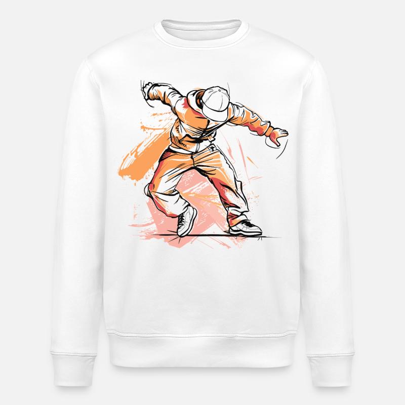 Breakdancer Drawing - Stanley/Stella ROLLER Unisex Organic Sweatshirt - white