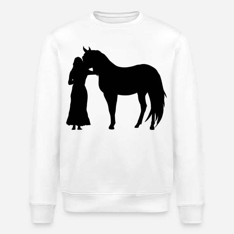 Femme avec cheval - Sweat bio ROLLER Stanley/Stella Unisexe - blanc