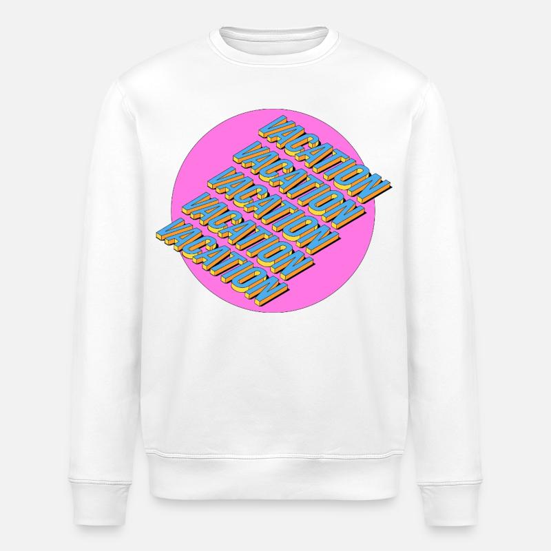 Vacation – 3D Retro Schriftzug - Stanley/Stella Unisex Bio-Sweatshirt ROLLER - Weiß