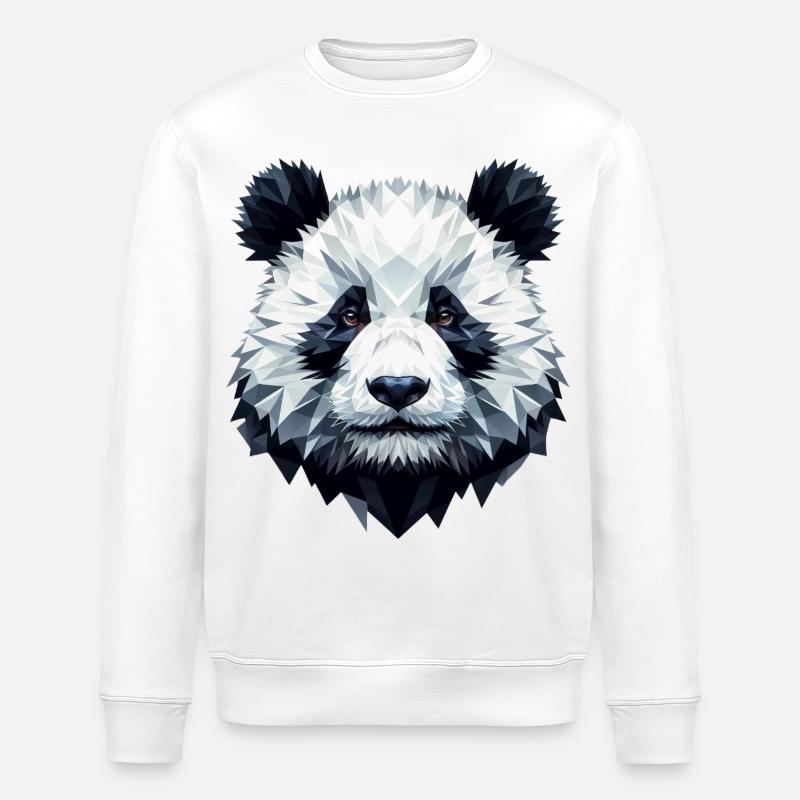 Panda Visage Polygone Art Géométrie - Sweat bio ROLLER Stanley/Stella Unisexe - blanc