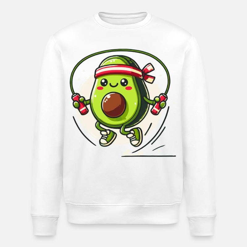 Jumping Avocado Workout Spaß - Stanley/Stella Unisex Bio-Sweatshirt ROLLER - Weiß