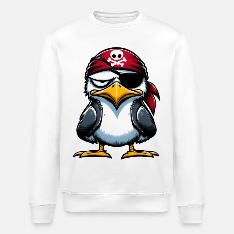 mouette pirate bandeau oeil - Sweat bio ROLLER Stanley/Stella Unisexe - blanc