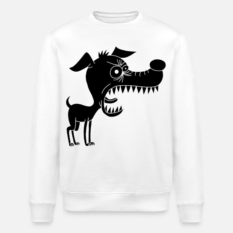 Petit chien noir et grande gueule - Sweat bio ROLLER Stanley/Stella Unisexe - blanc