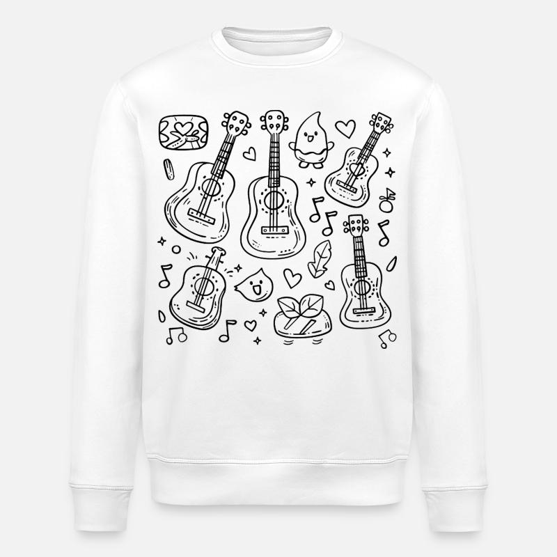 Ukulele Comic-Stil - Stanley/Stella Unisex Bio-Sweatshirt ROLLER - Weiß