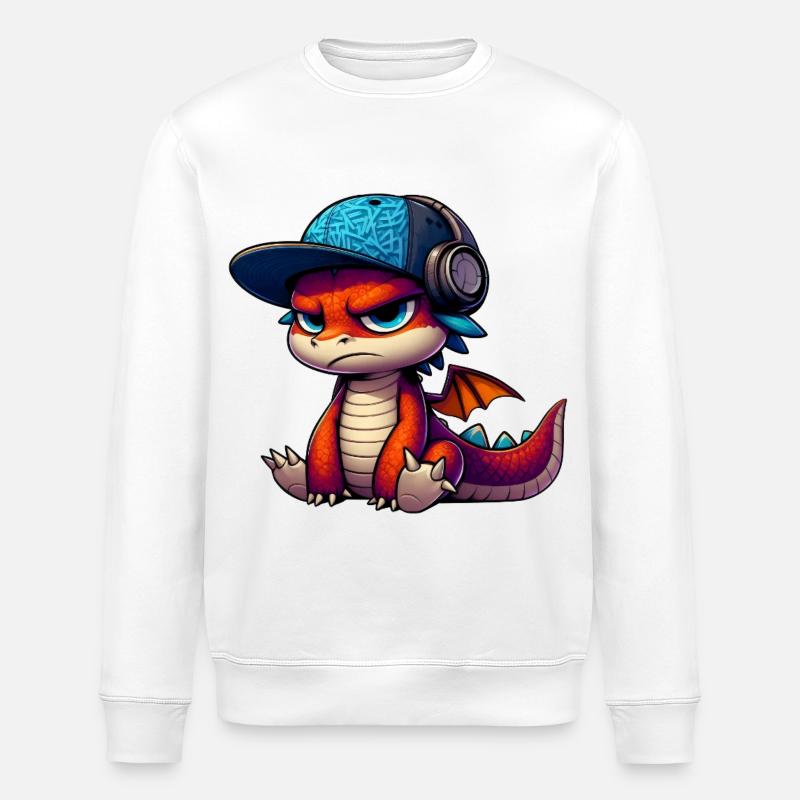 HipHop-Drache - Stanley/Stella Unisex Bio-Sweatshirt ROLLER - Weiß