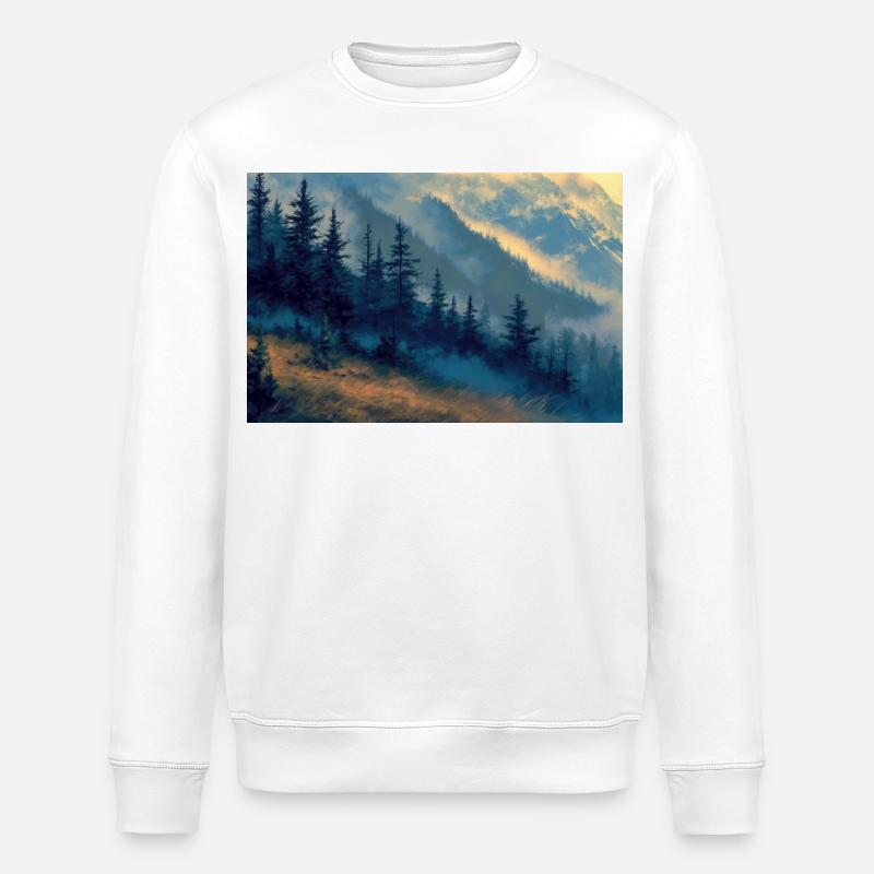 Berglandschaft Illustration Poster - Stanley/Stella Unisex Bio-Sweatshirt ROLLER - Weiß