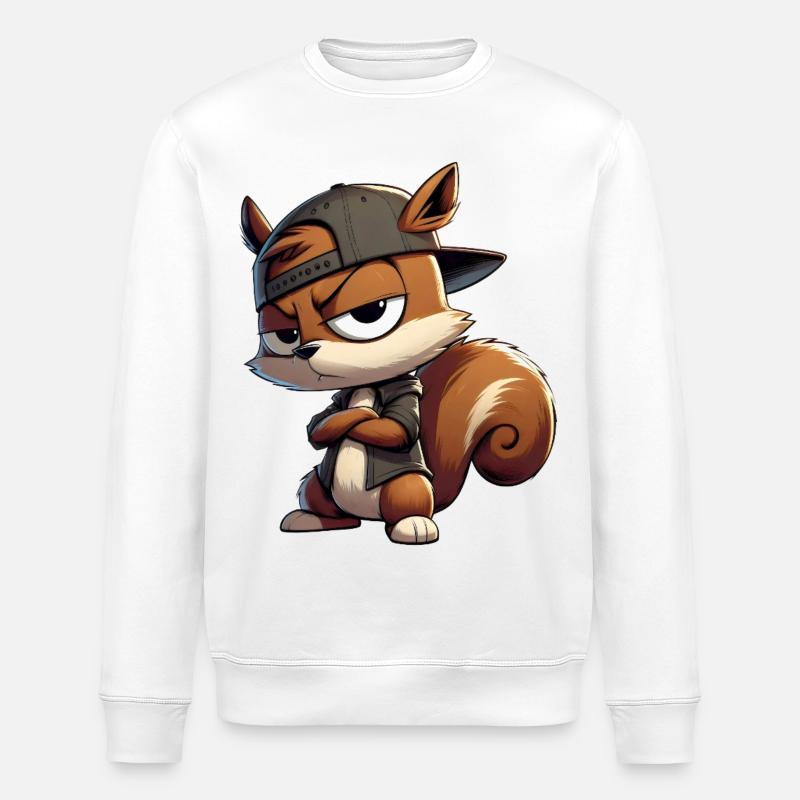 Eichhörnchen Hiphop Kappe - Stanley/Stella Unisex Bio-Sweatshirt ROLLER - Weiß