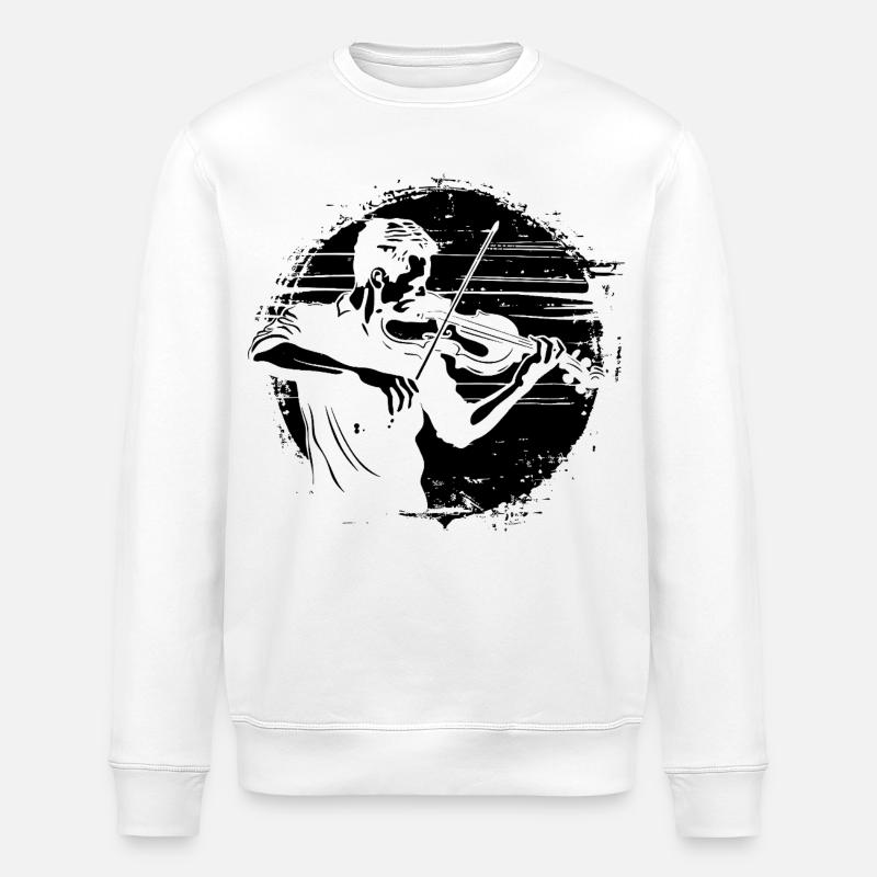 Violinist Zeichnung - Stanley/Stella Unisex Bio-Sweatshirt ROLLER - Weiß
