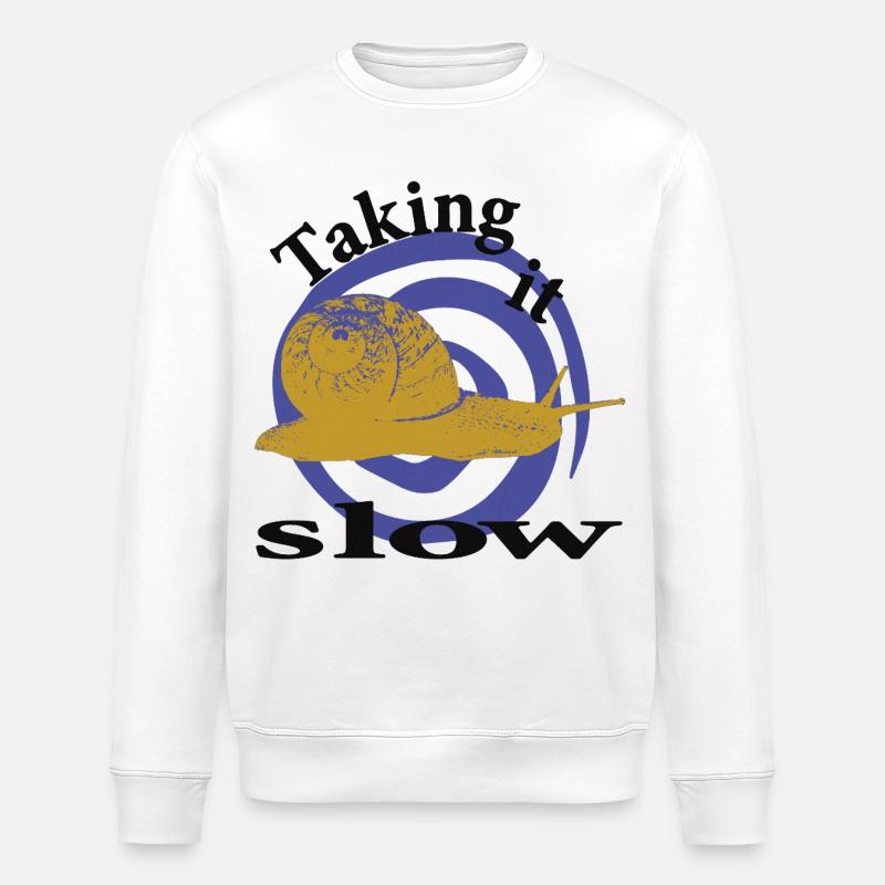 Relaxed Snail – Taking It Slow - Stanley/Stella ROLLER Unisex Organic Sweatshirt - white