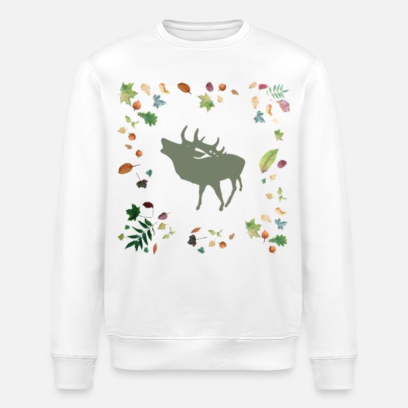 Hirsch mit Herbstlaub - Stanley/Stella Unisex Bio-Sweatshirt ROLLER - Weiß