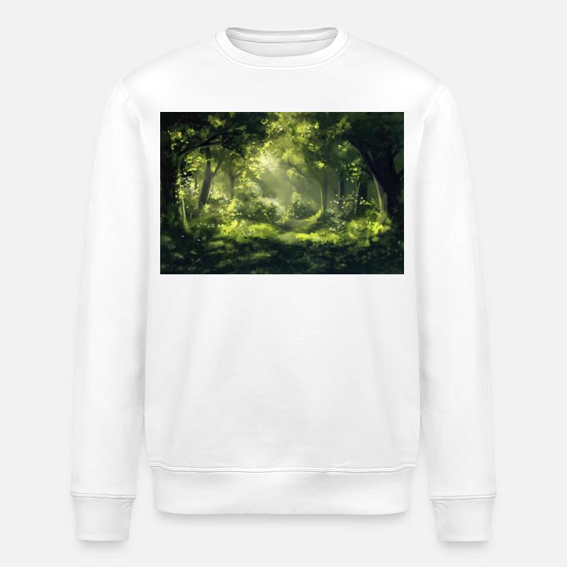Waldlandschaft Illustration Poster - Stanley/Stella Unisex Bio-Sweatshirt ROLLER - Weiß