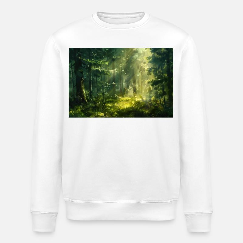 Waldlandschaft Illustration Poster - Stanley/Stella Unisex Bio-Sweatshirt ROLLER - Weiß