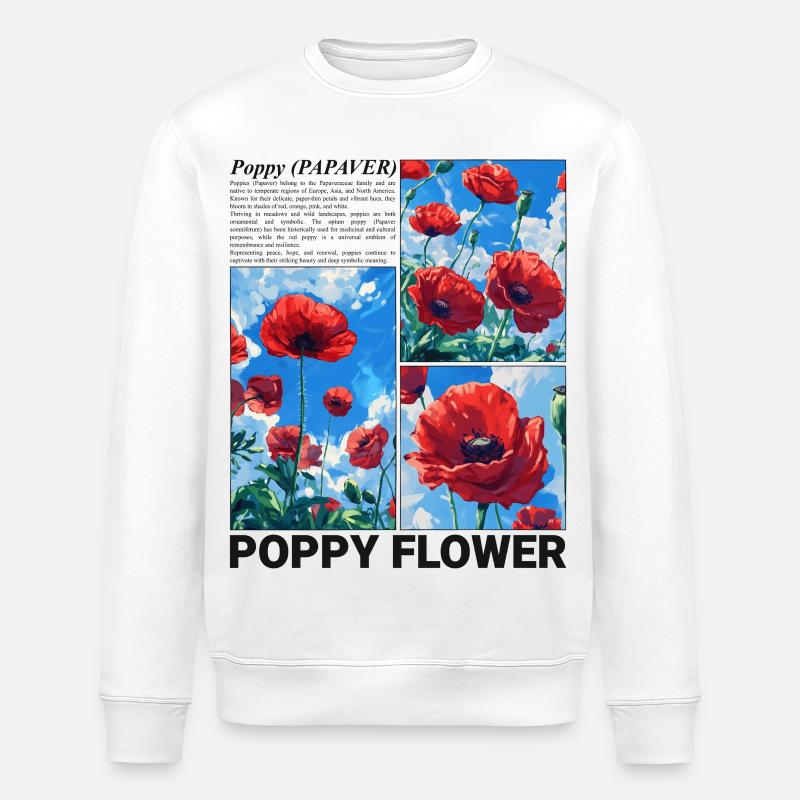 Coquelicot Nature Esthétique Botanique Fleur Cadeau - Sweat bio ROLLER Stanley/Stella Unisexe - blanc