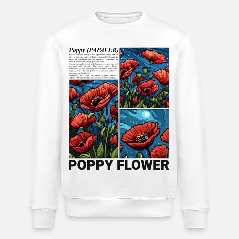 Coquelicot Nature Fleur Botanique Esthétique Cadeau - Sweat bio ROLLER Stanley/Stella Unisexe - blanc