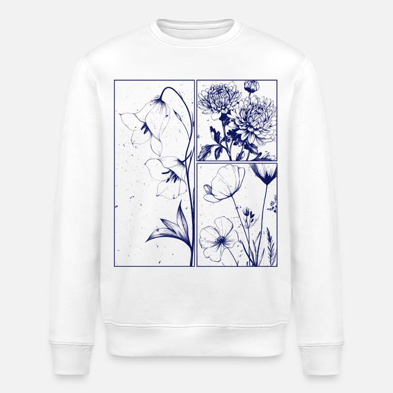 Blumen Chrysantheme Campanula Botanik Geschenk - Stanley/Stella Unisex Bio-Sweatshirt ROLLER - Weiß