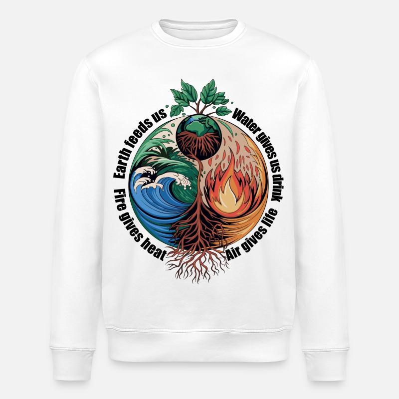 Vier-Elemente-Baum - Erde, Wasser, Feuer, Luft - Stanley/Stella Unisex Bio-Sweatshirt ROLLER - Weiß
