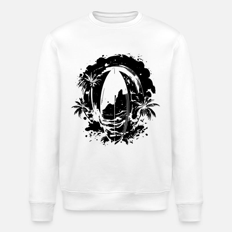 Dessin de planche de surf - Sweat bio ROLLER Stanley/Stella Unisexe - blanc