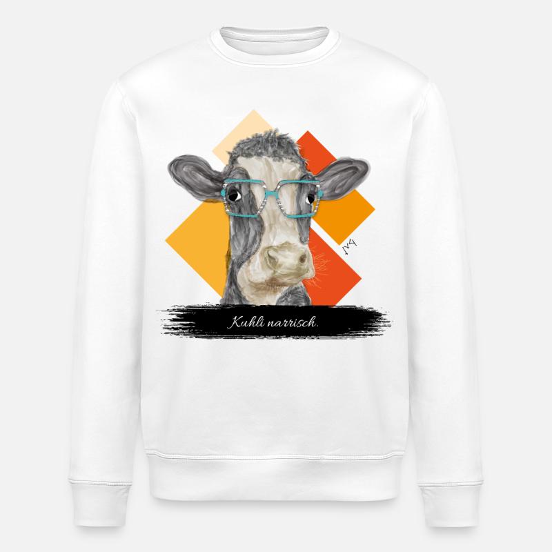 JvG Kuh "Kuhli narrisch" - Stanley/Stella Unisex Bio-Sweatshirt ROLLER - Weiß