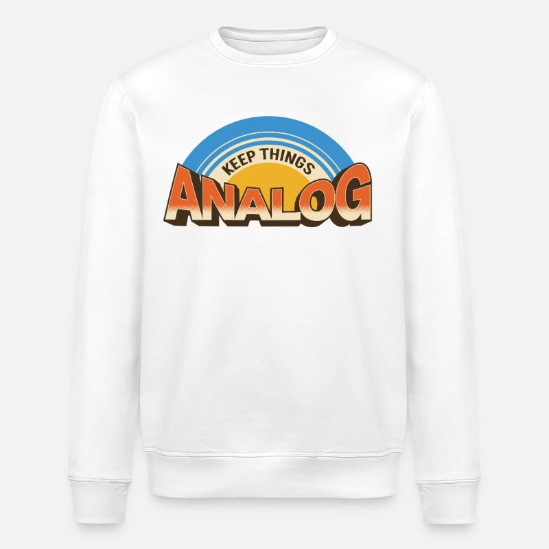 Keep Things Analog – Retro Tech Statement - Stanley/Stella ROLLER Unisex Organic Sweatshirt - white