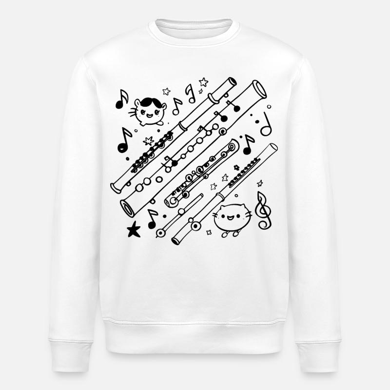 Flöten Comic - Stanley/Stella Unisex Bio-Sweatshirt ROLLER - Weiß