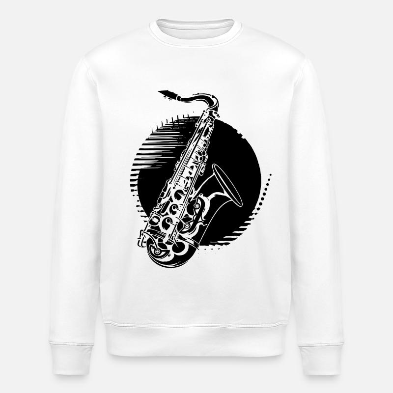 Saxophon Zeichnung - Stanley/Stella Unisex Bio-Sweatshirt ROLLER - Weiß