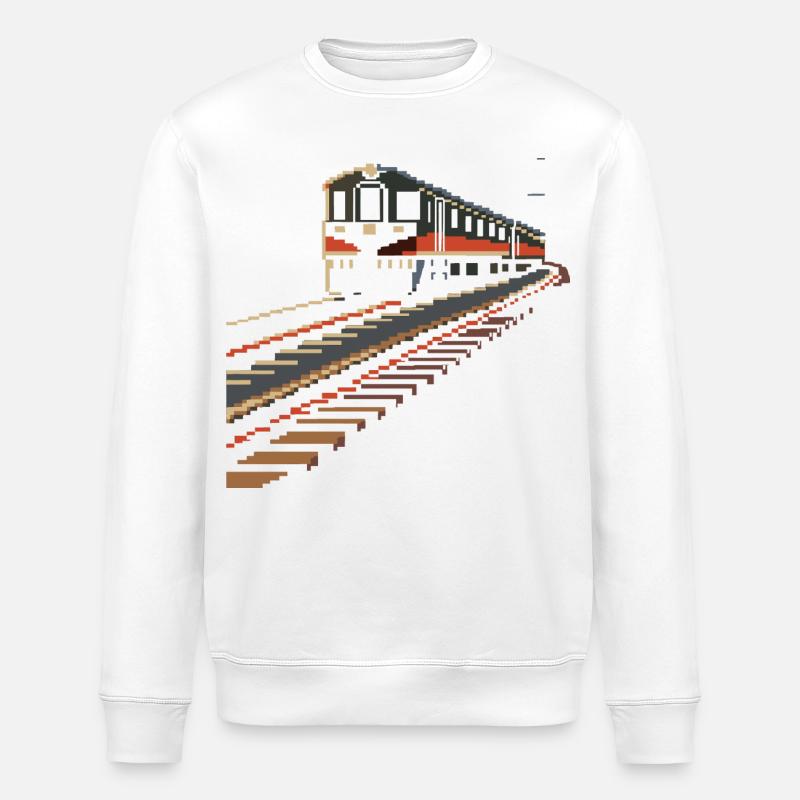 Eisenbahn Pixel - Stanley/Stella Unisex Bio-Sweatshirt ROLLER - Weiß