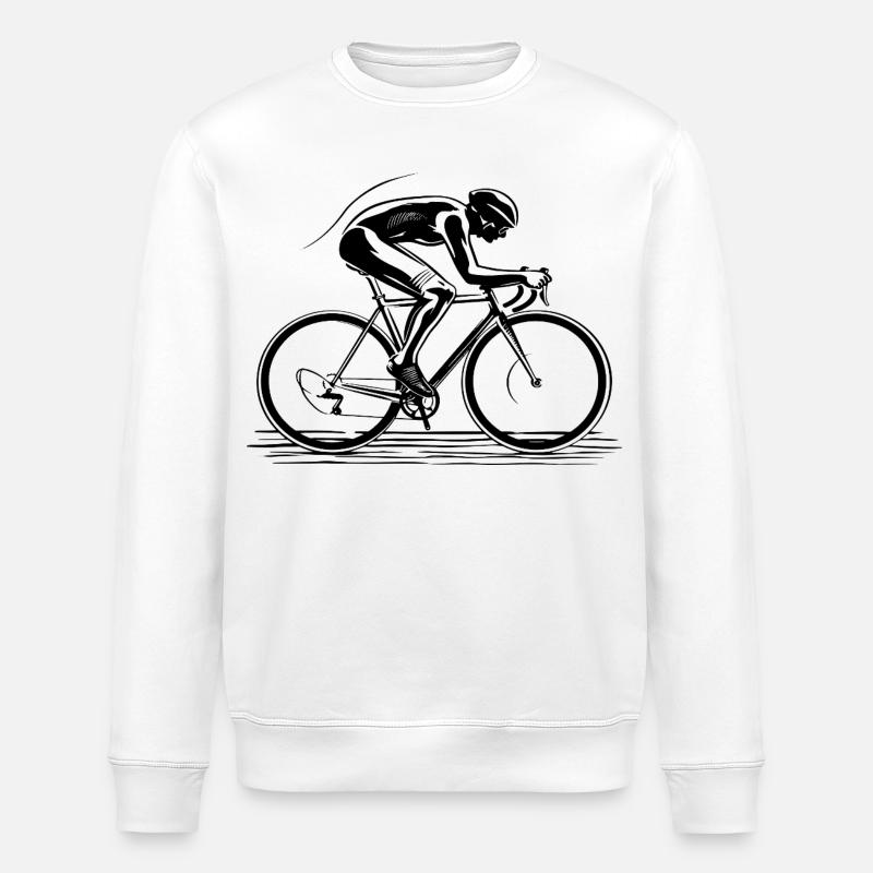 Radfahrer Zeichnung - Stanley/Stella Unisex Bio-Sweatshirt ROLLER - Weiß
